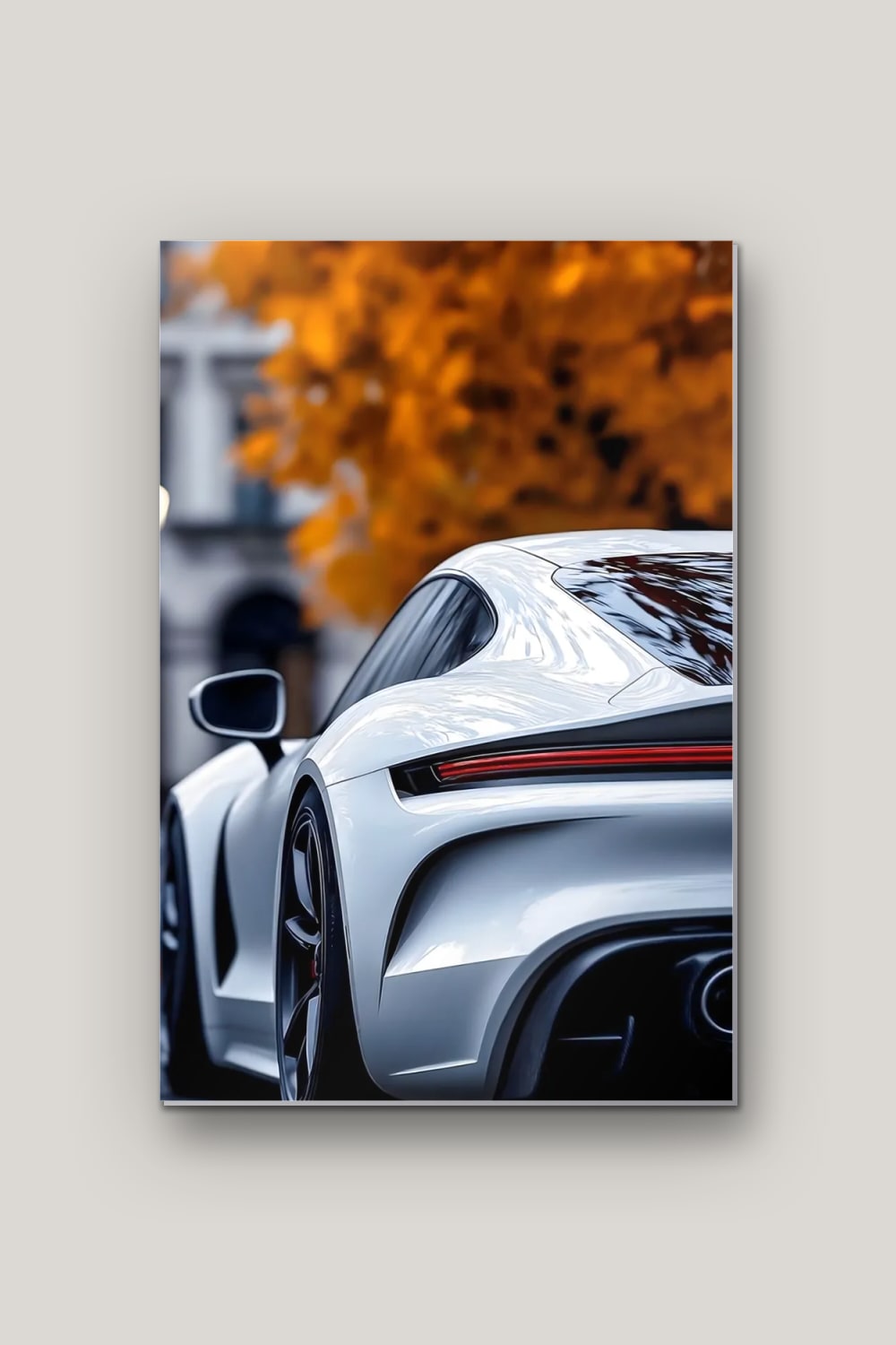 Automne Blanc, poster en métal sur fond uni