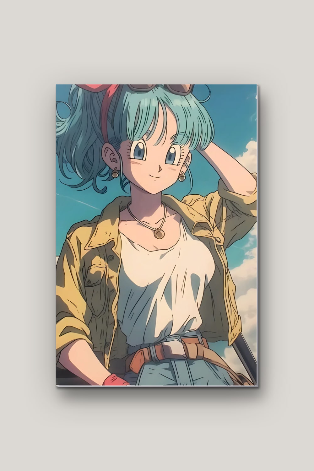 L'Aventurière aux Cheveux Bleus, poster en métal sur fond uni