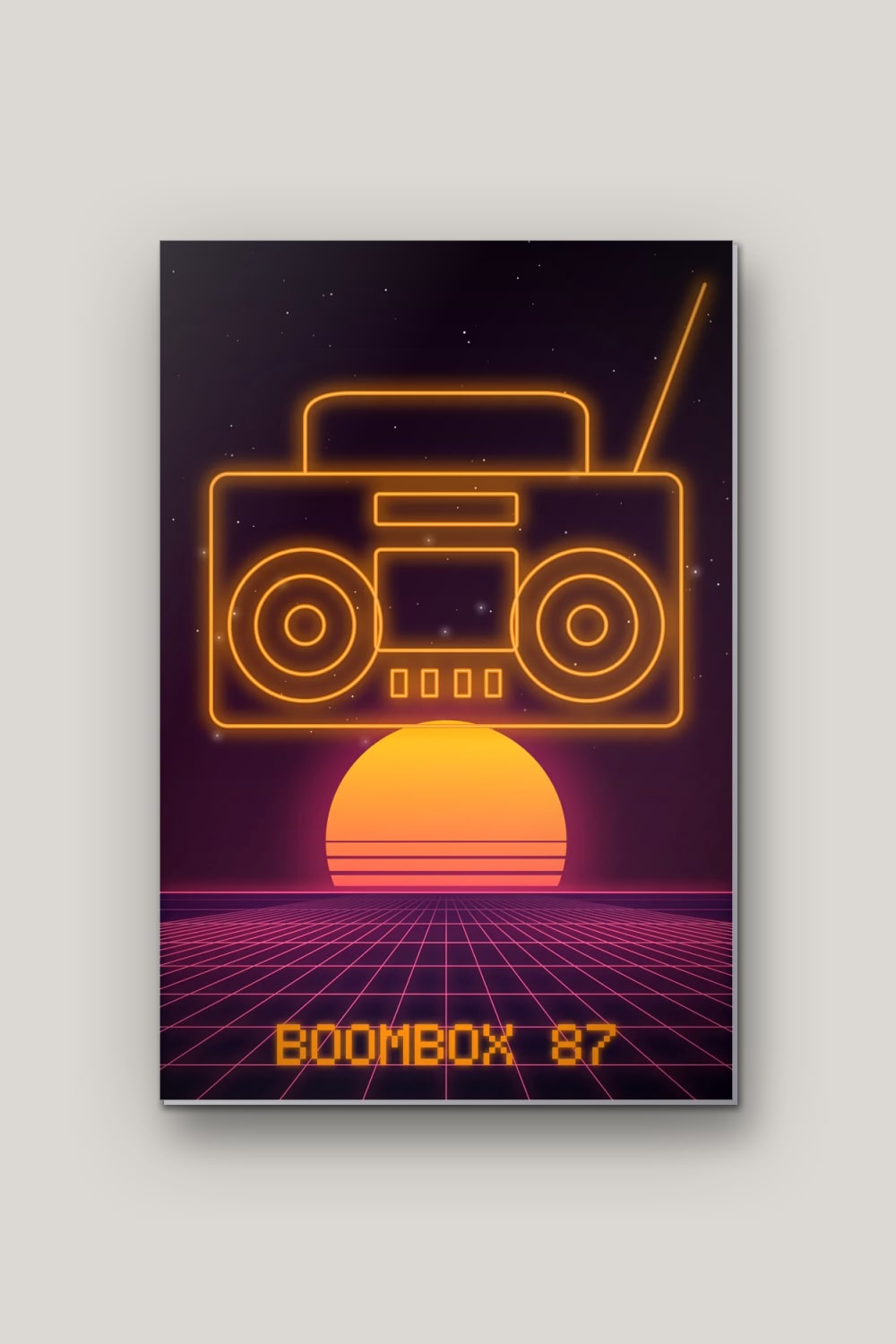 Boombox 87, poster en métal sur fond uni