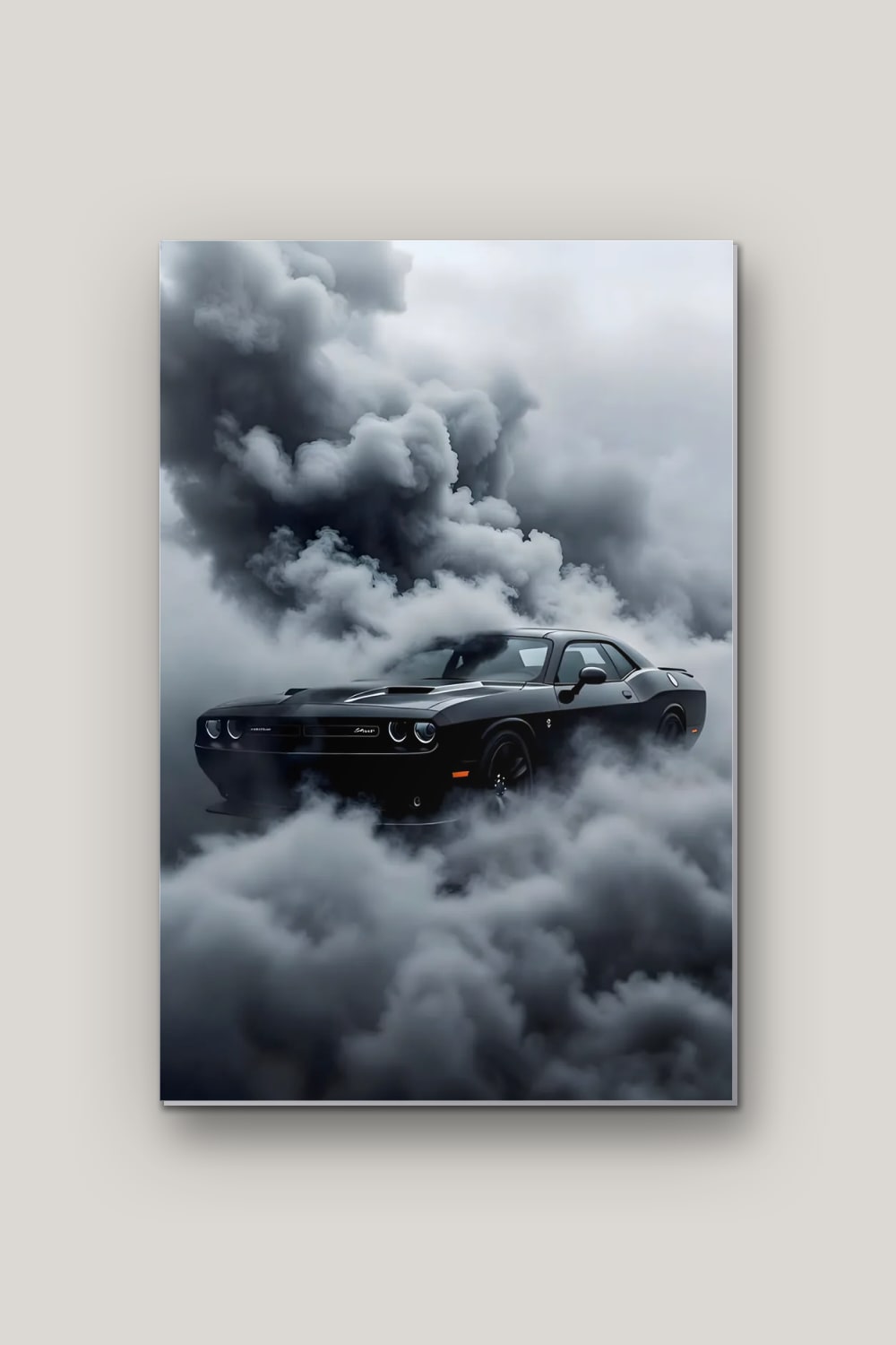Burnout, poster en métal sur fond uni