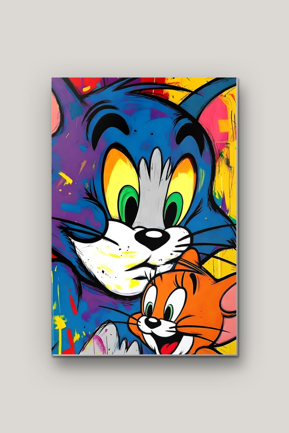Chat et Souris Pop Art, poster en métal sur fond uni