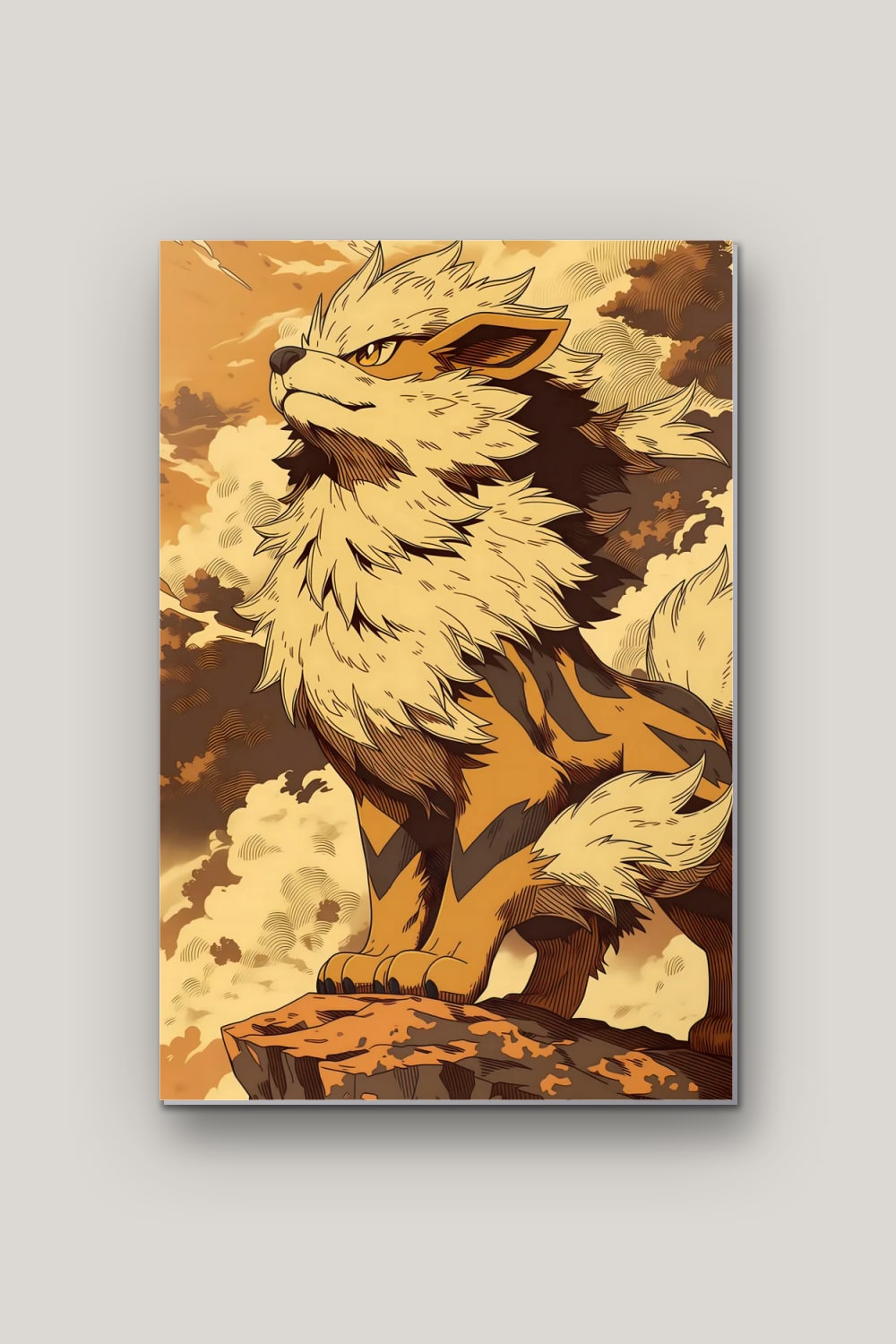 Le Chien de Feu, poster en métal sur fond uni