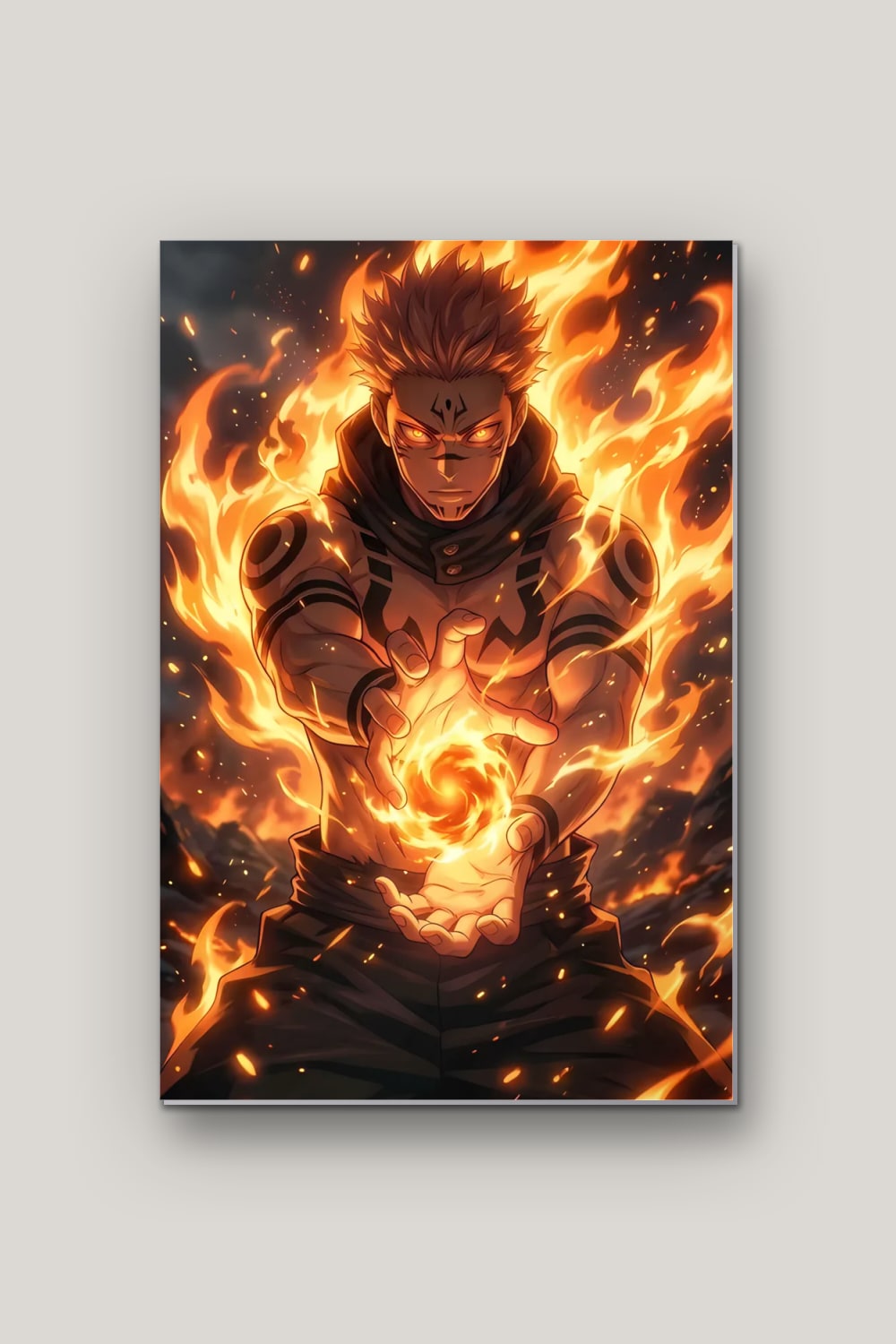 Flamme Maudite, poster en métal sur fond uni