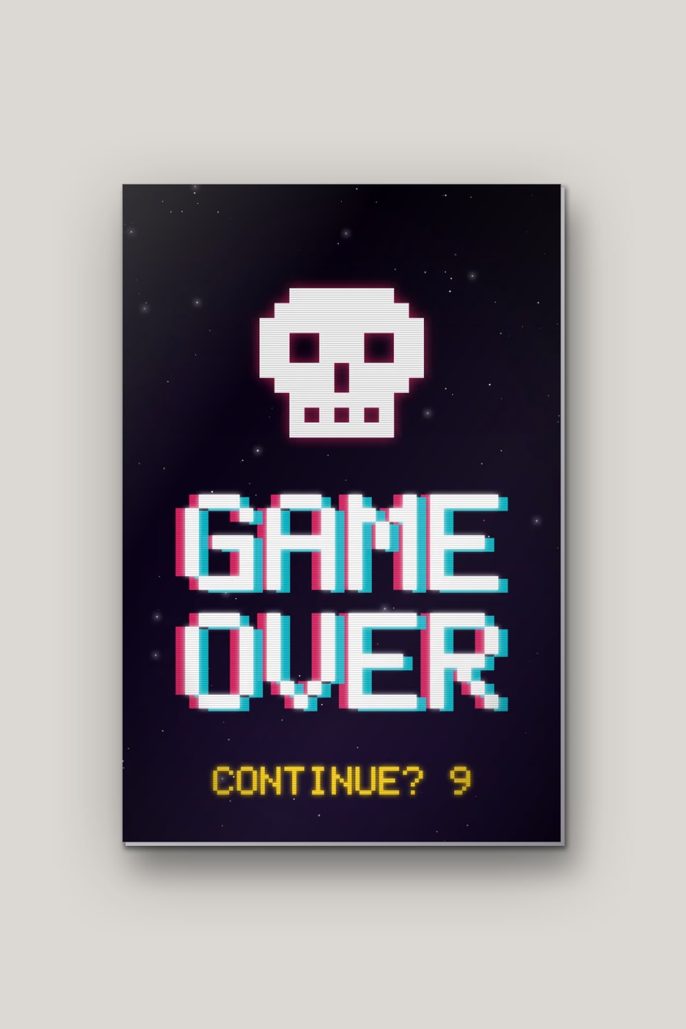 Game Over, poster en métal sur fond uni