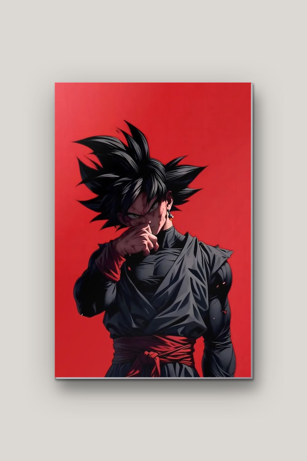 Le Guerrier Noir, poster en métal sur fond uni