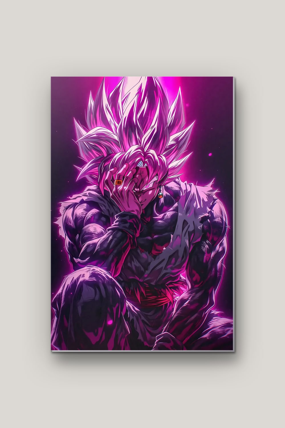 Le Guerrier Rosé, poster en métal sur fond uni