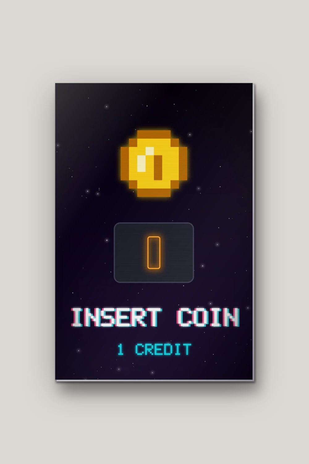 Insert Coin, poster en métal sur fond uni