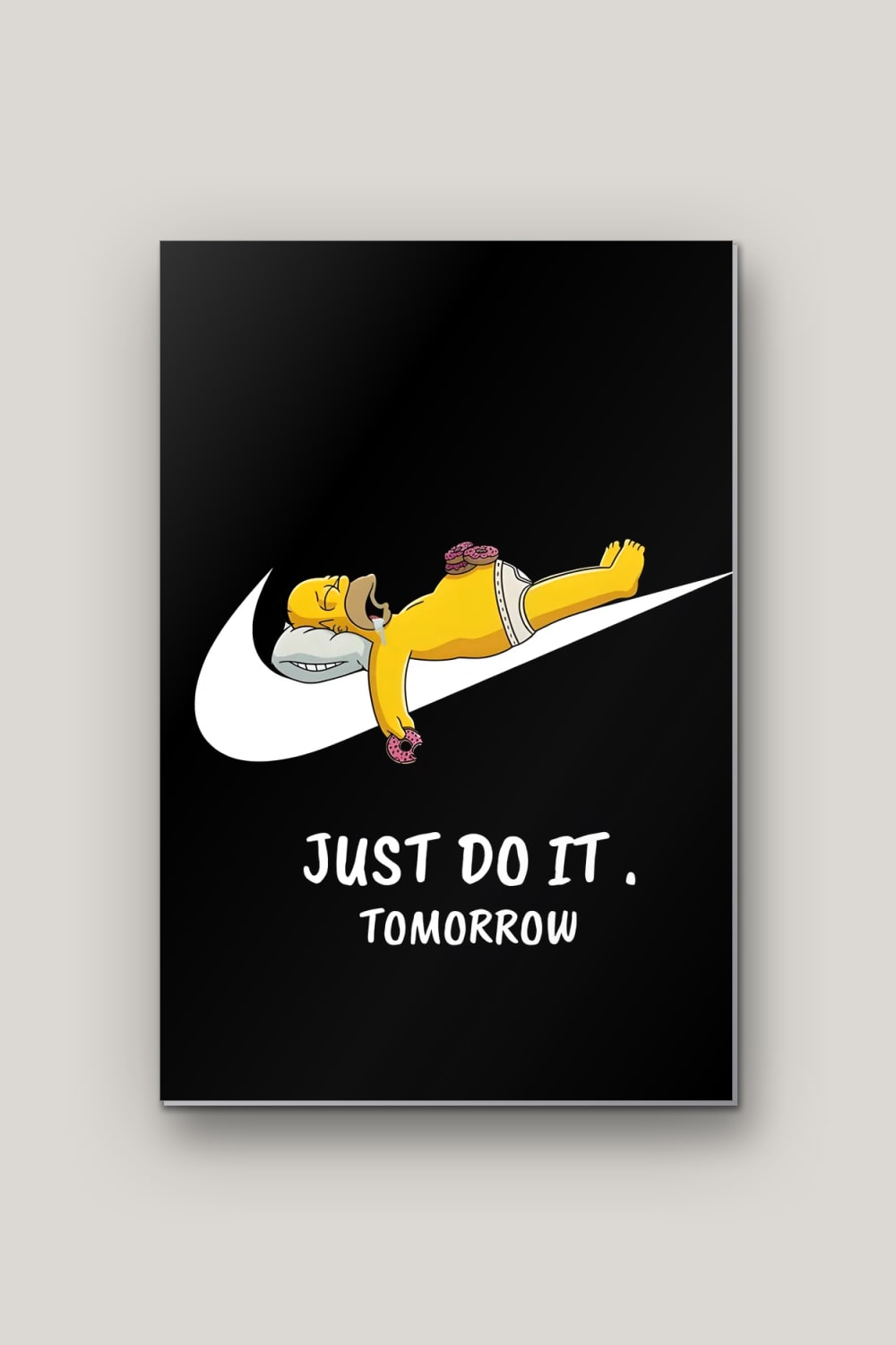 Just Do It… Tomorrow, poster en métal sur fond uni