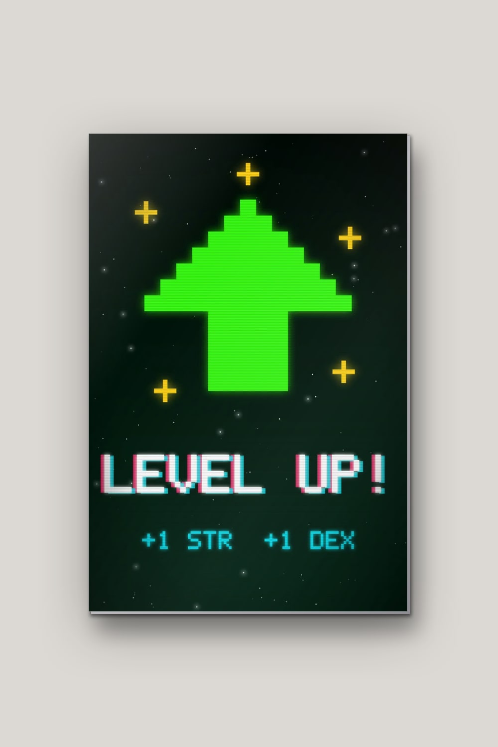 Level Up, poster en métal sur fond uni