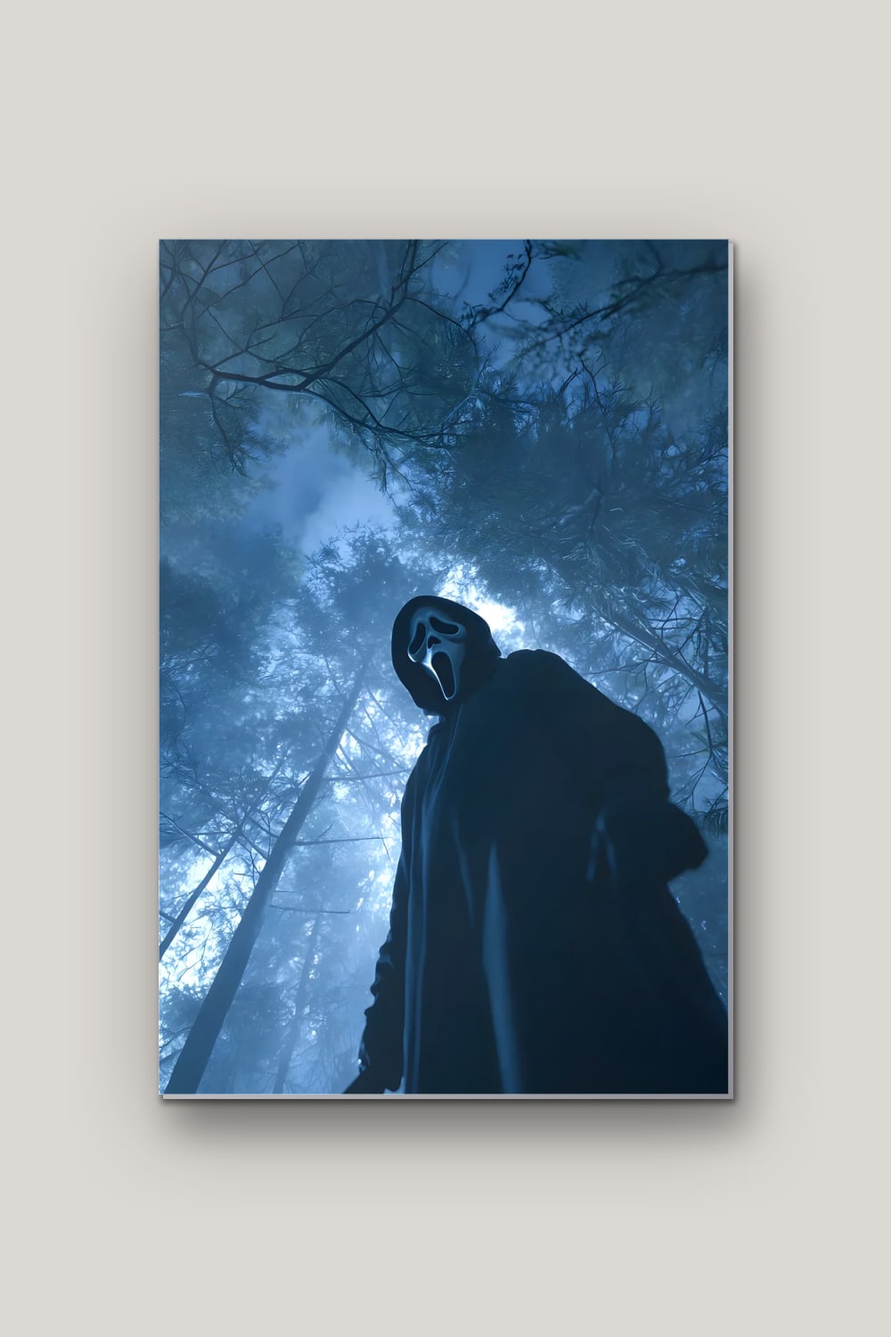 Le Masque dans la Forêt, poster en métal sur fond uni