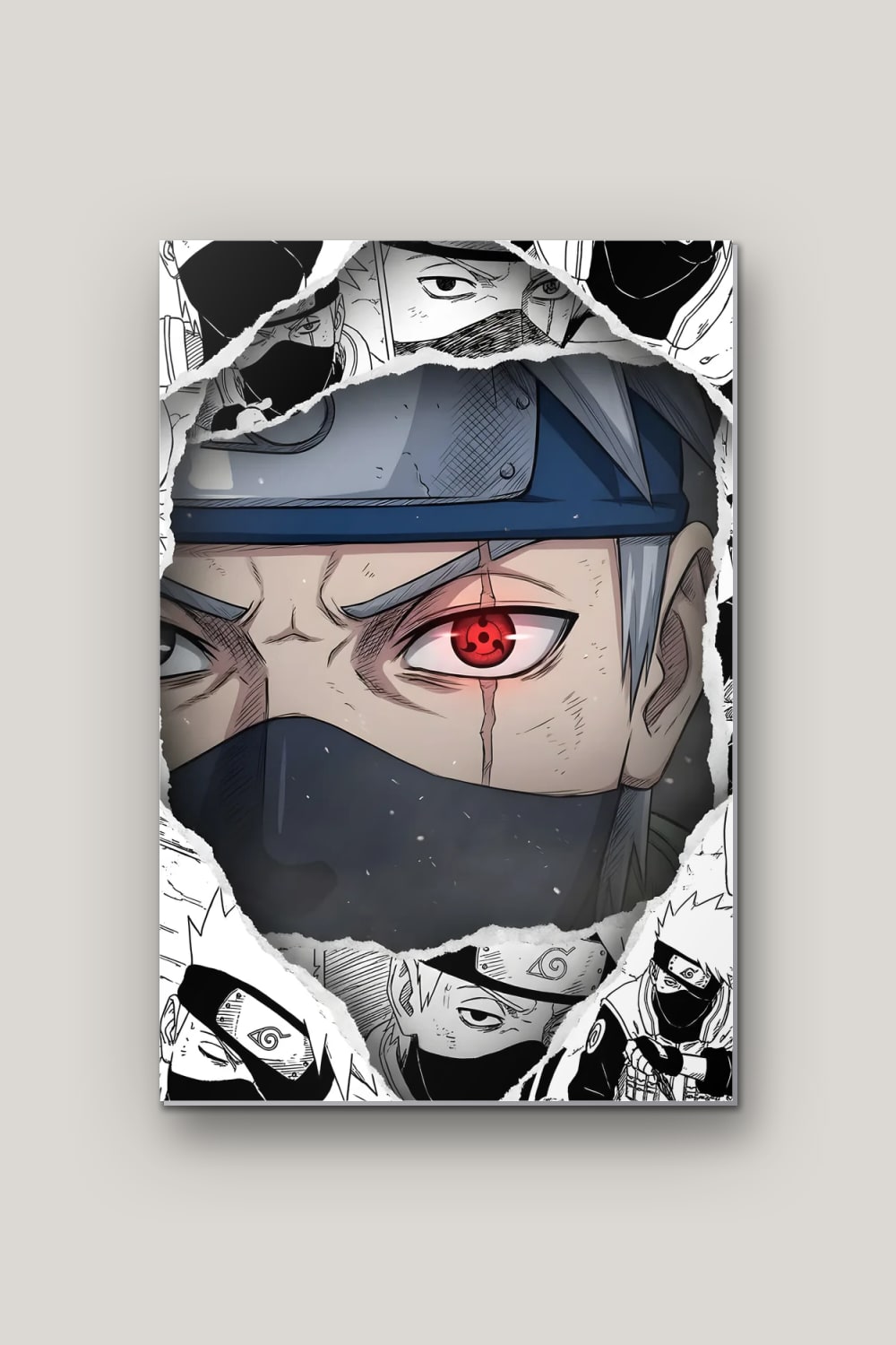 Le Ninja Copieur, poster en métal sur fond uni