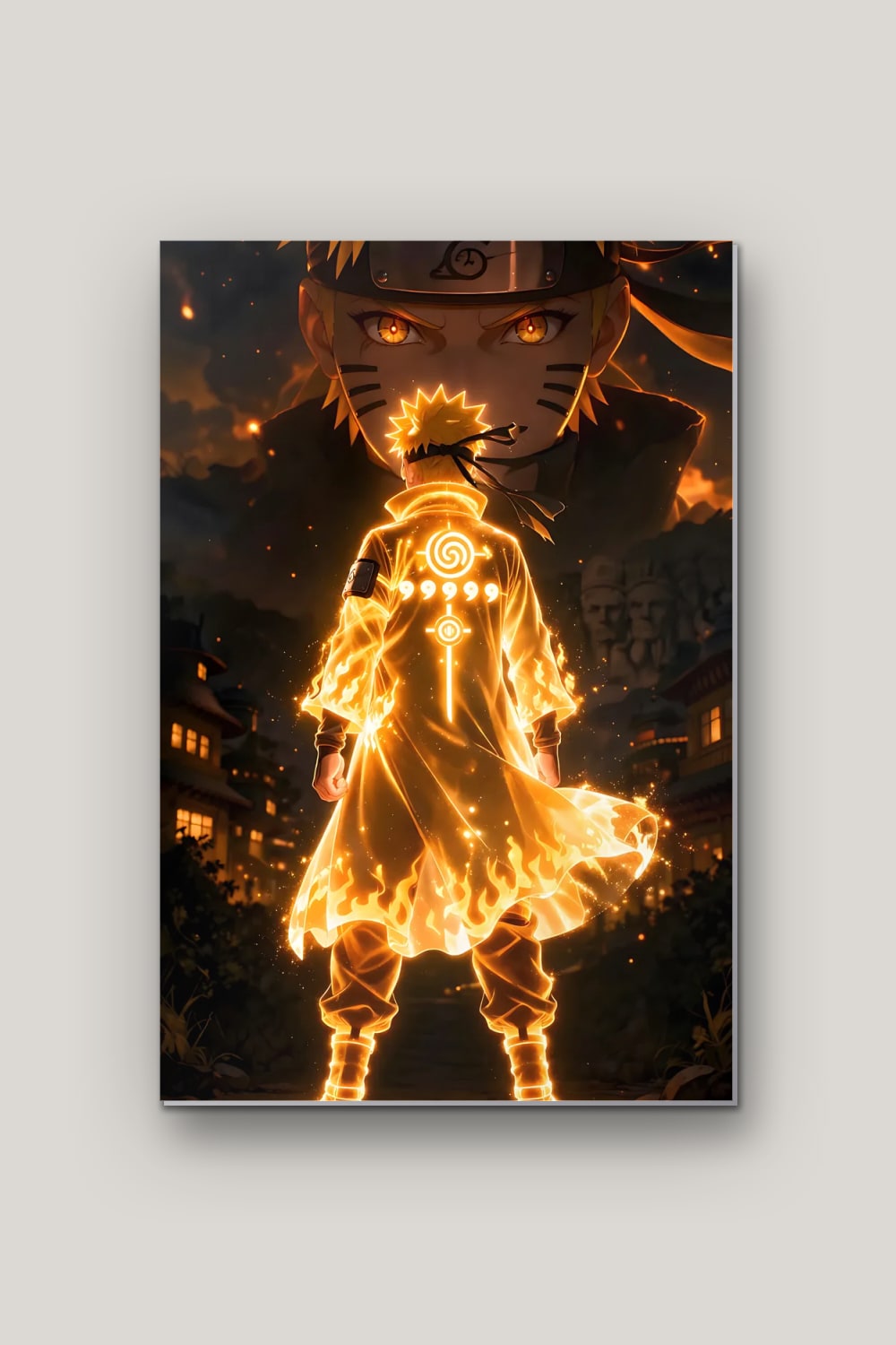 Le Ninja Doré, poster en métal sur fond uni
