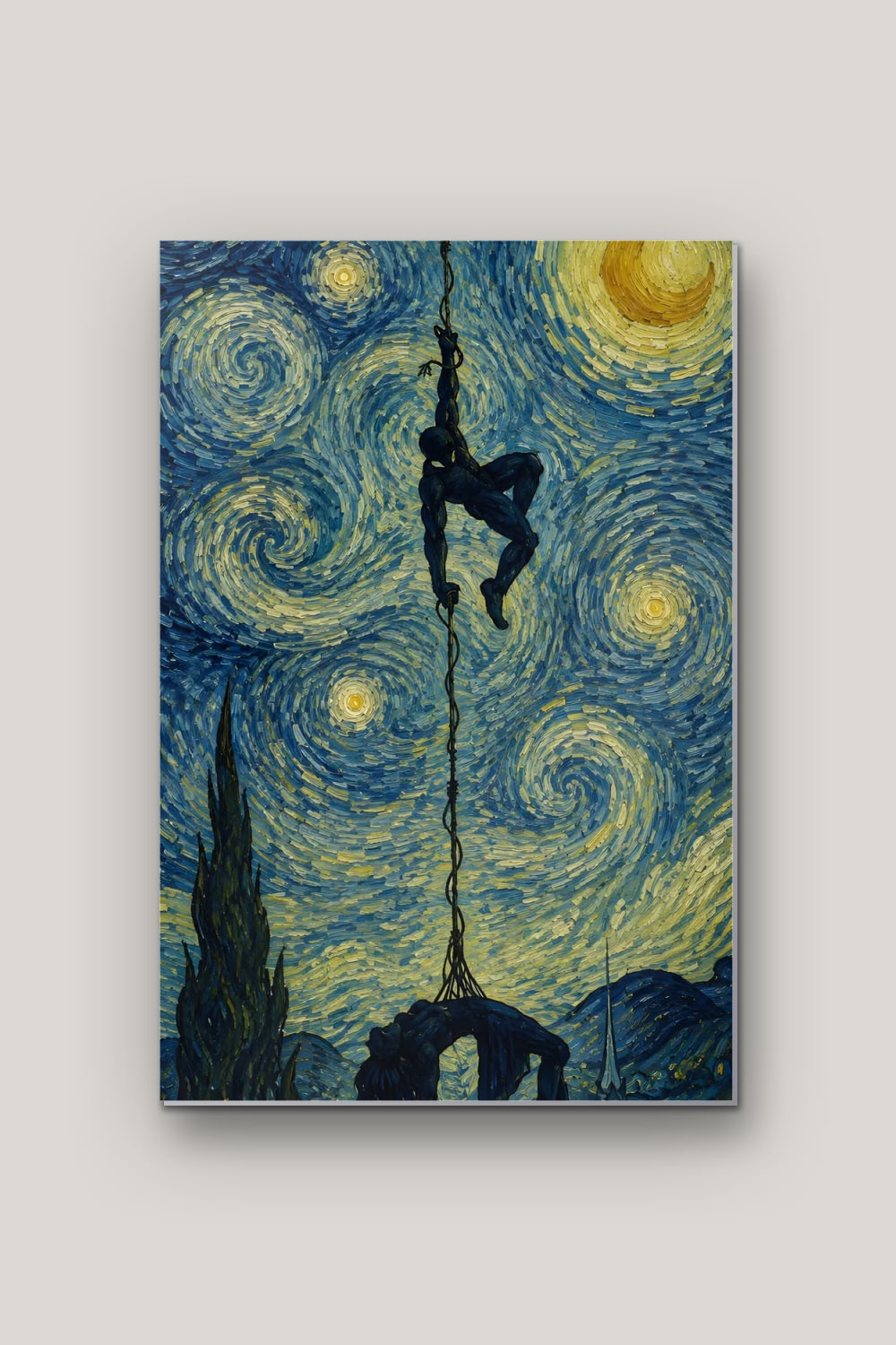 La Nuit Étoilée de l'Araignée, poster en métal sur fond uni