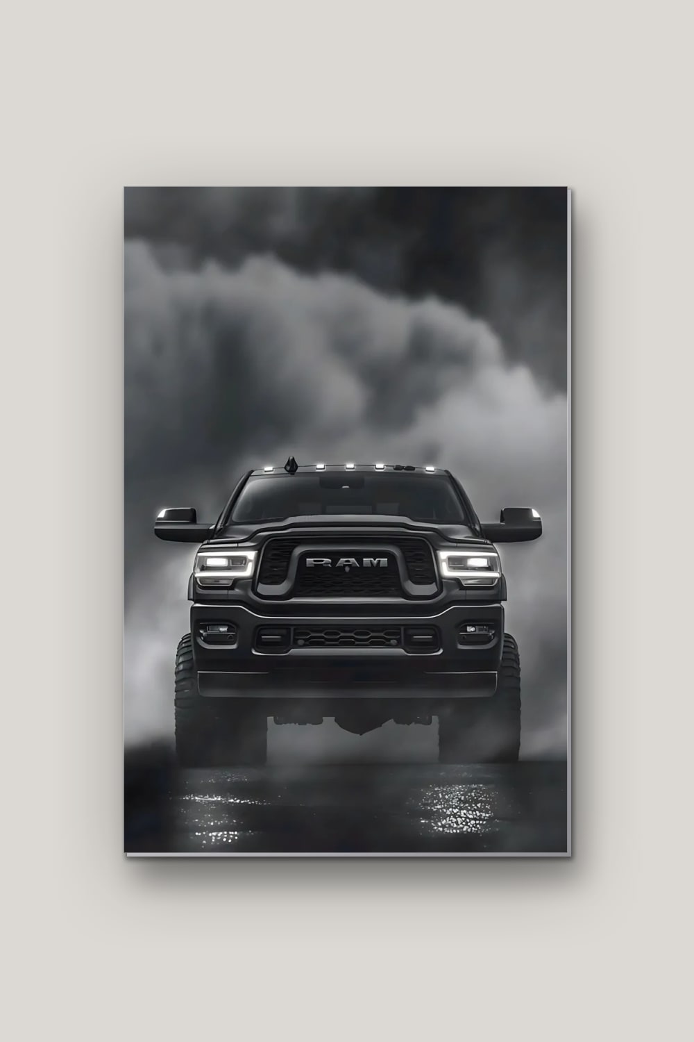 Pick-up Noir, poster en métal sur fond uni