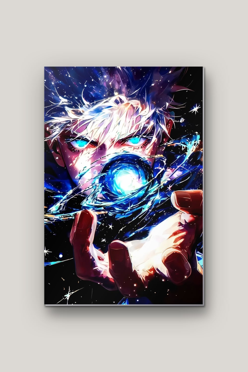 La Sphère Bleue, poster en métal sur fond uni