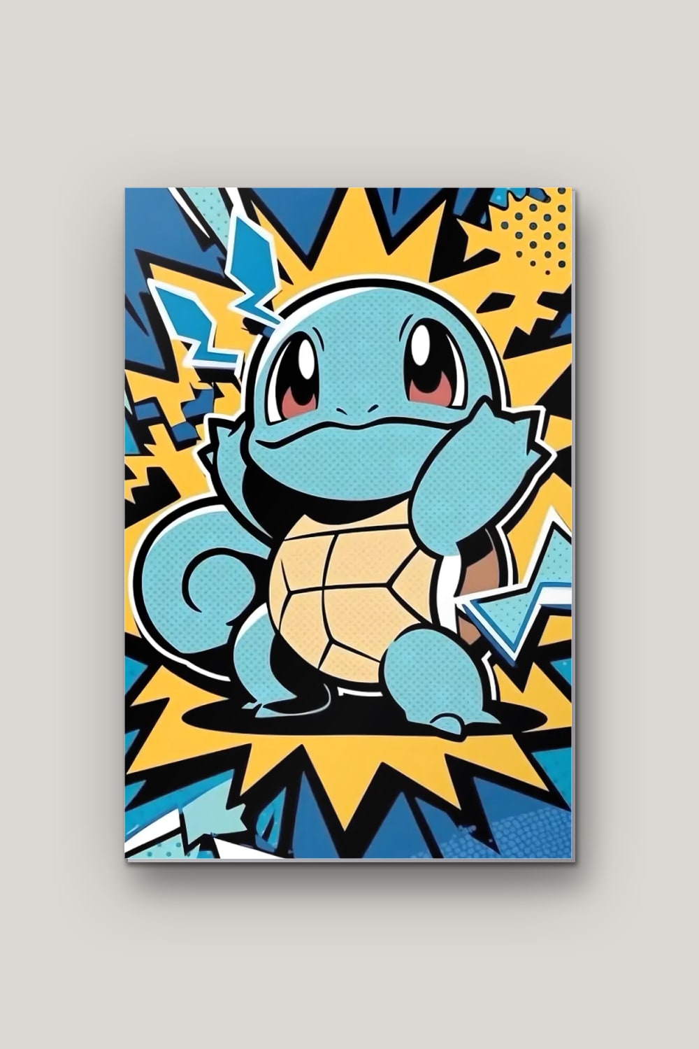 Tortue Bleue Pop Art, poster en métal sur fond uni