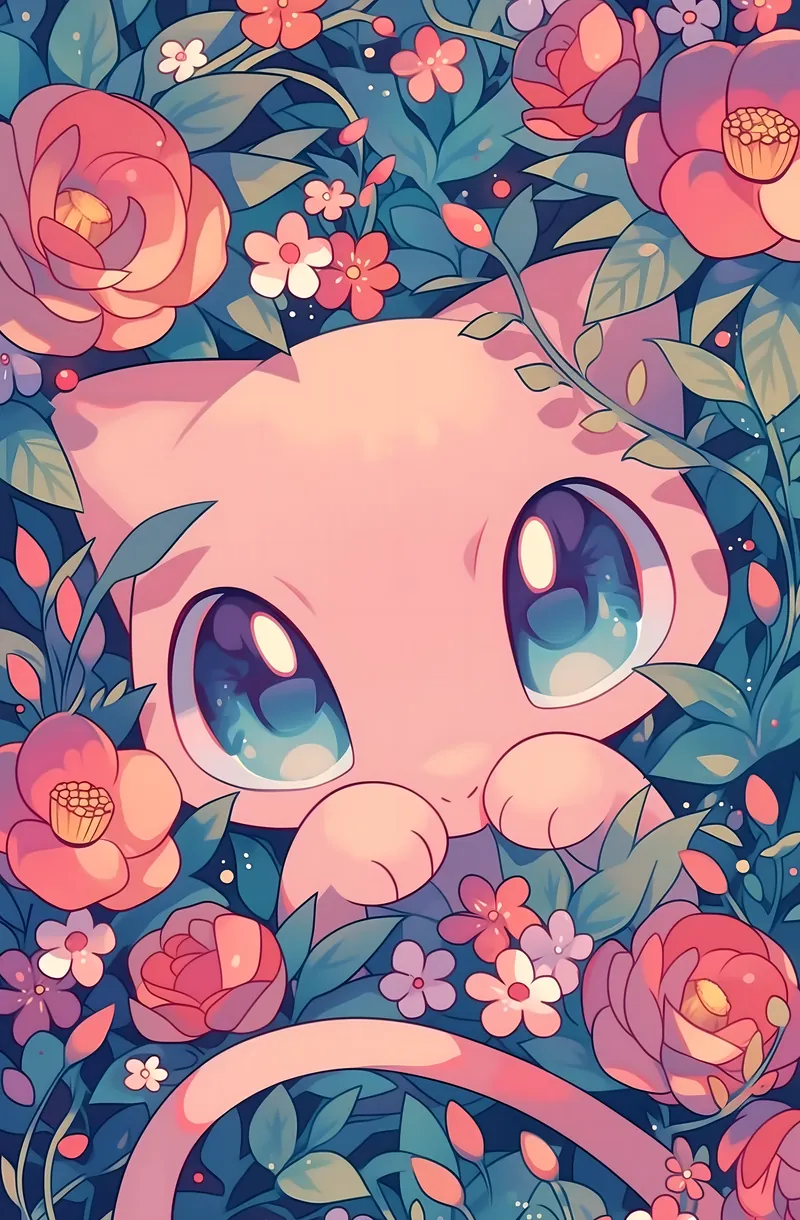 Chaton Rose en Fleurs