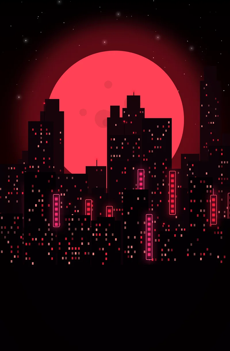 Ville sous la Lune Rouge
