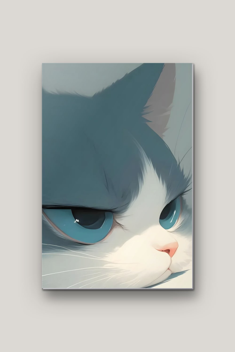Le Chat Boudeur, poster en métal sur fond uni