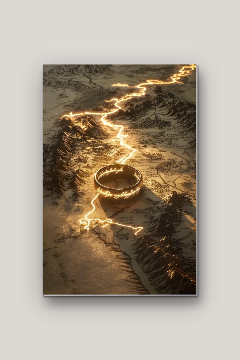 Le Chemin de l'Anneau, poster en métal sur fond uni