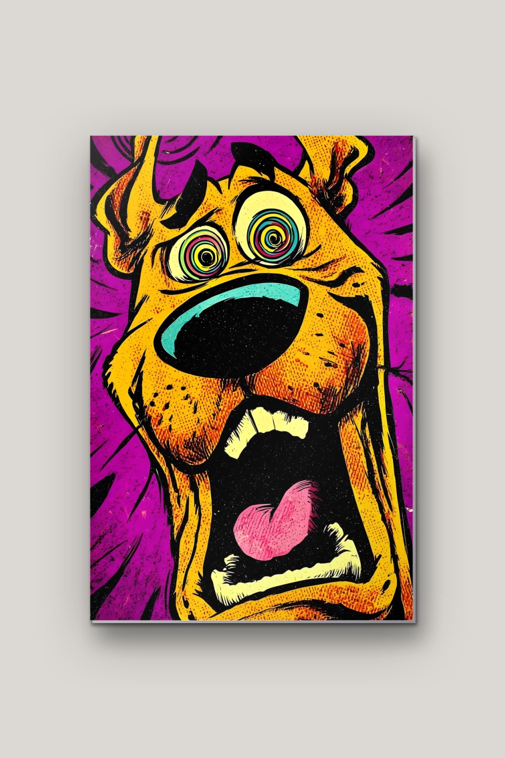 Le Chien Hypnotisé, poster en métal sur fond uni
