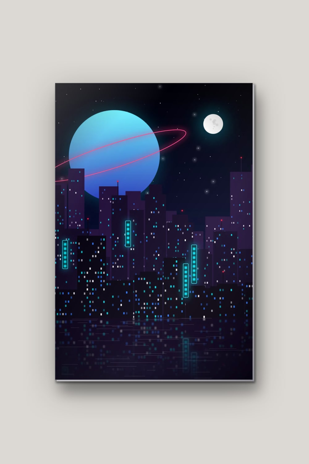 Cité Orbitale, poster en métal sur fond uni