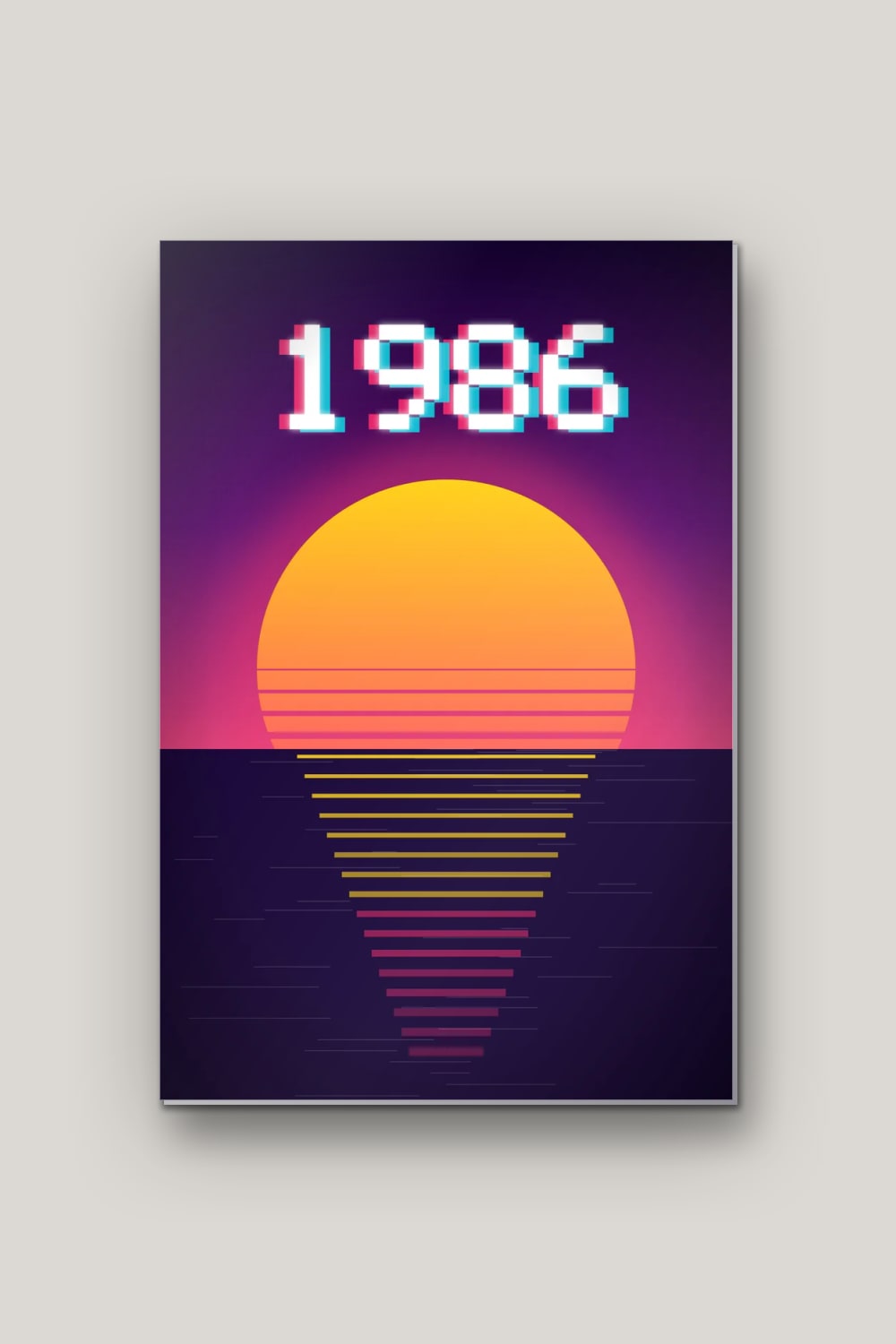 Coucher de Soleil 1986, poster en métal sur fond uni