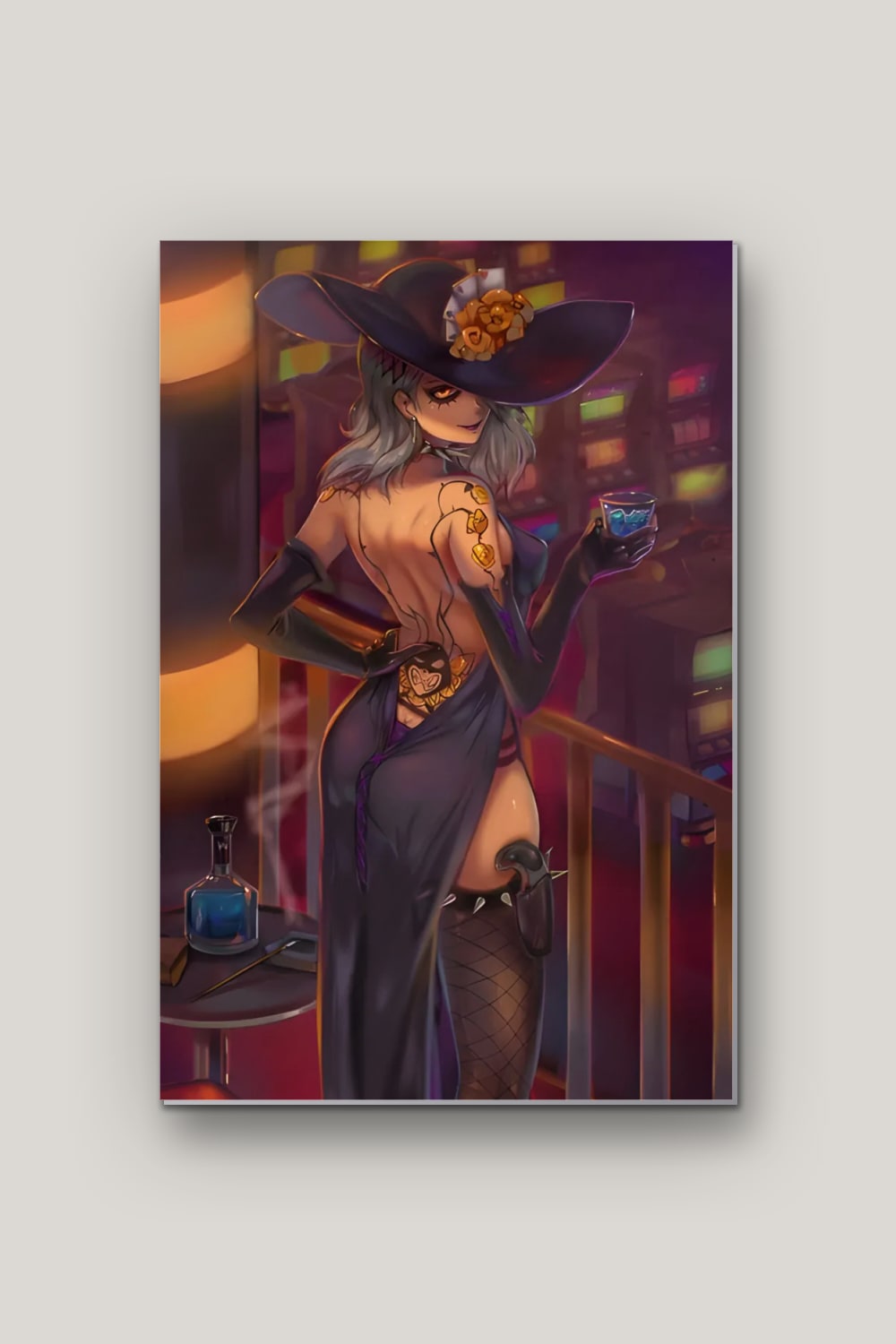 La Dame au Chapeau, poster en métal sur fond uni