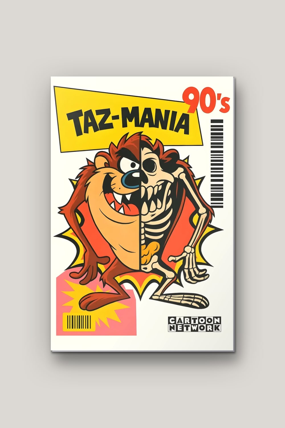 Diable des Années 90, poster en métal sur fond uni