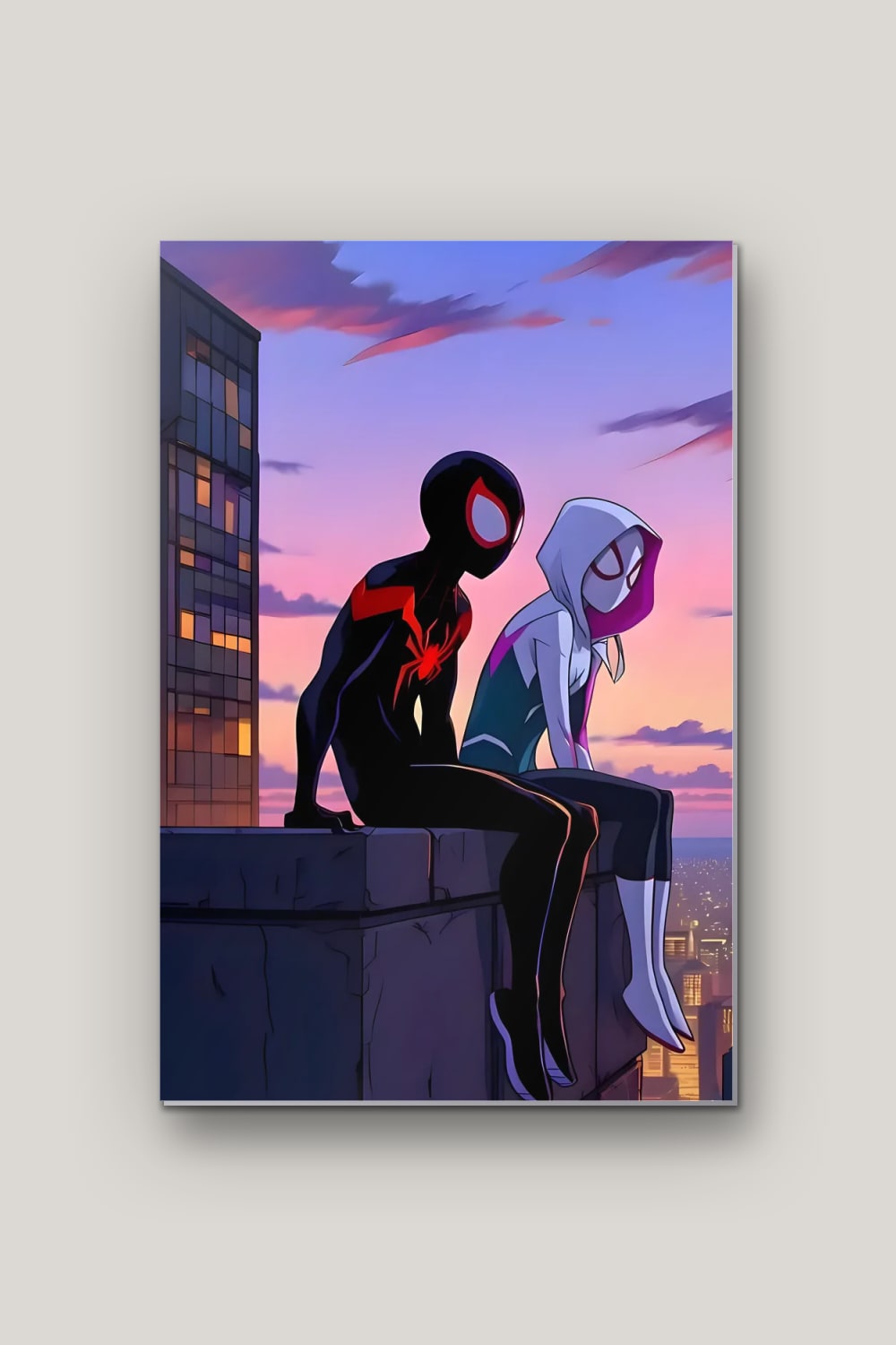 Duo sur les Toits, poster en métal sur fond uni