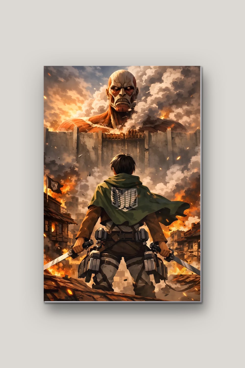 Le Géant des Remparts, poster en métal sur fond uni