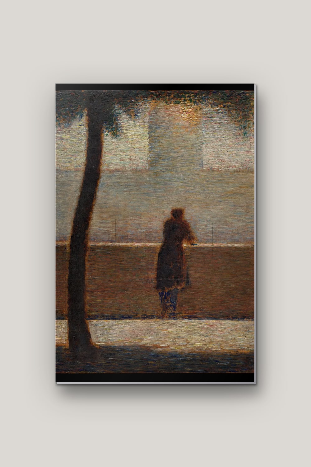 L'Homme au Parapet – Seurat, poster en métal sur fond uni