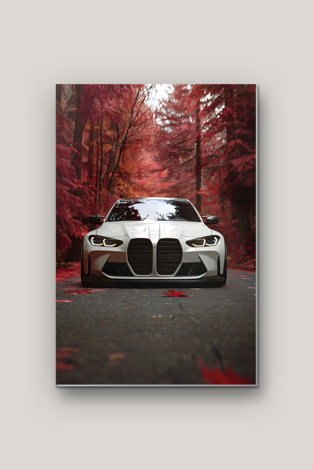 L'Allée Pourpre, poster en métal sur fond uni