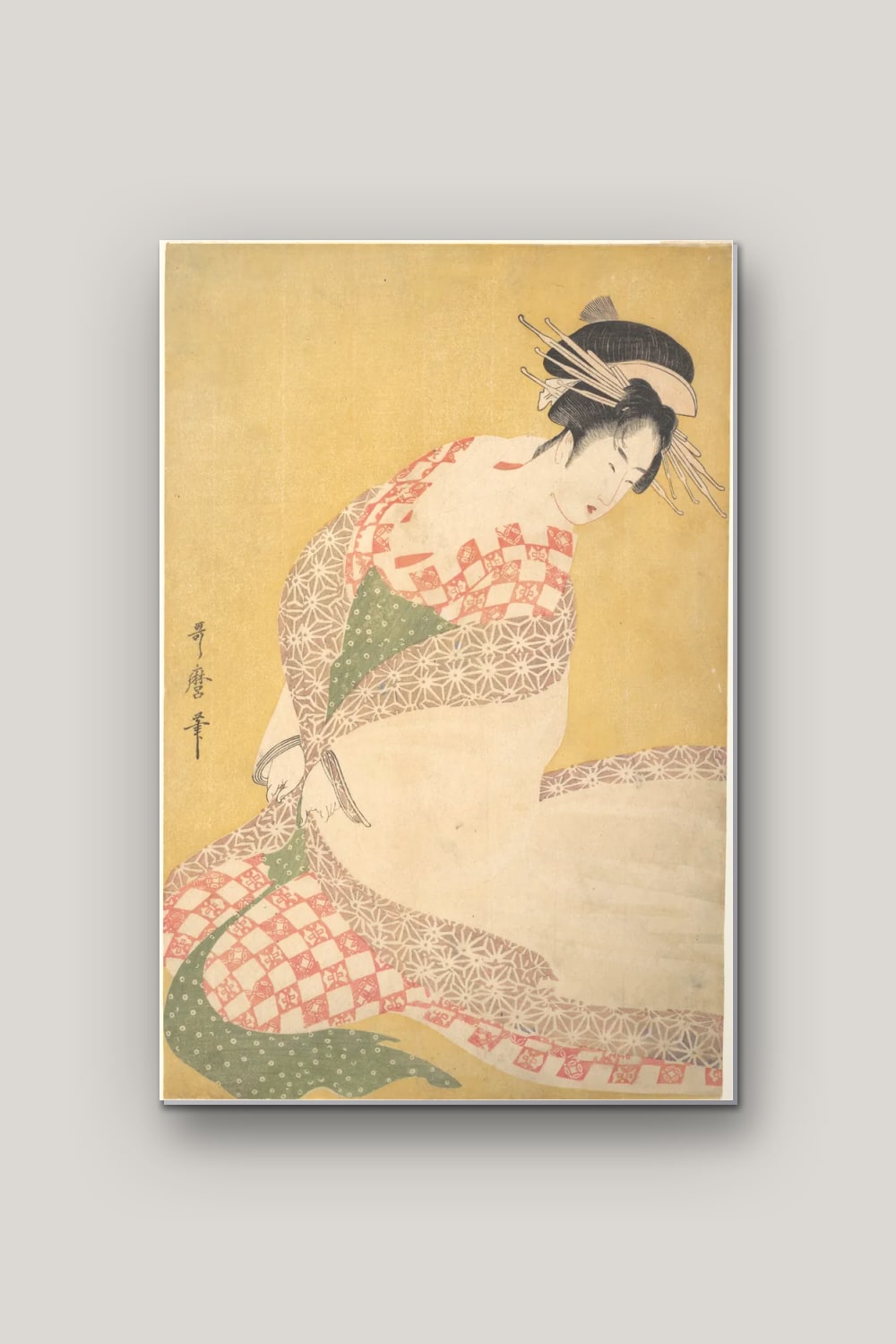 La Robe de Dessus – Utamaro, poster en métal sur fond uni