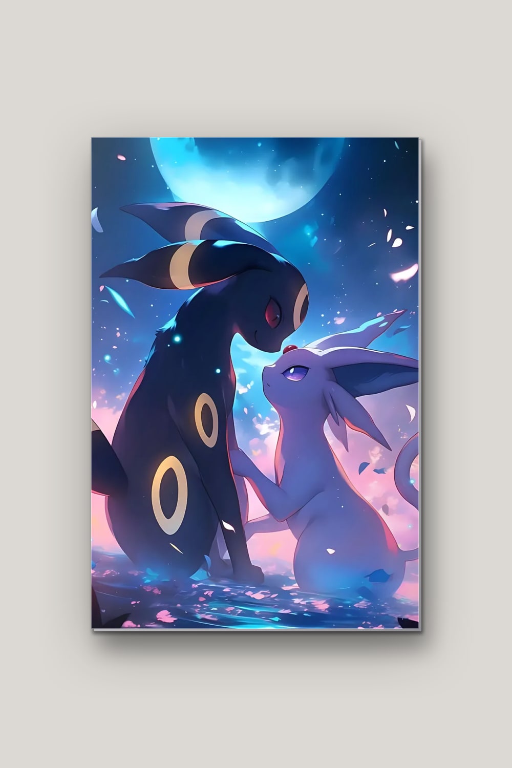 Lune & Soleil, poster en métal sur fond uni