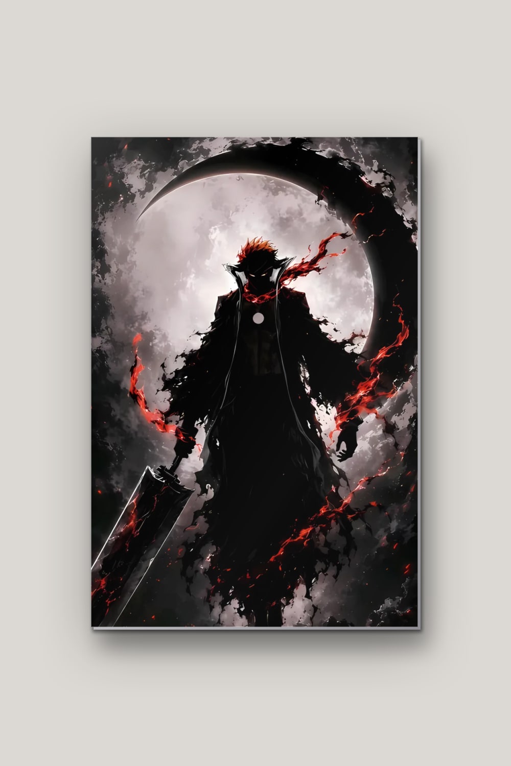 Lune Noire, poster en métal sur fond uni
