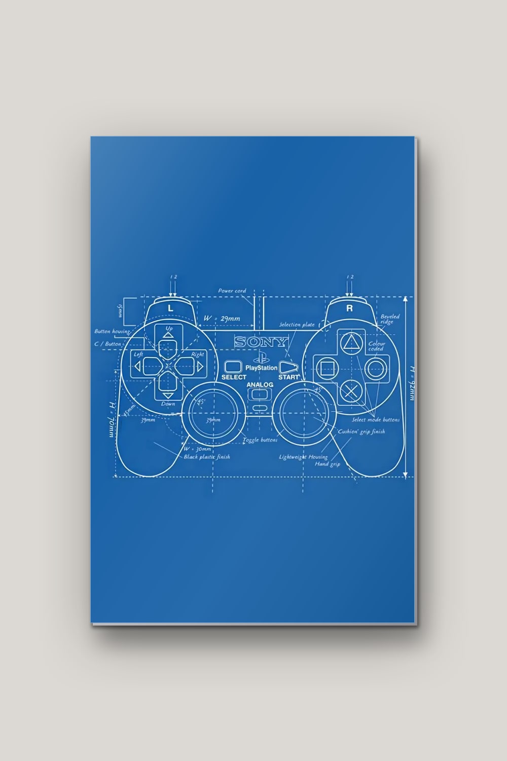 Manette – Plan Technique, poster en métal sur fond uni