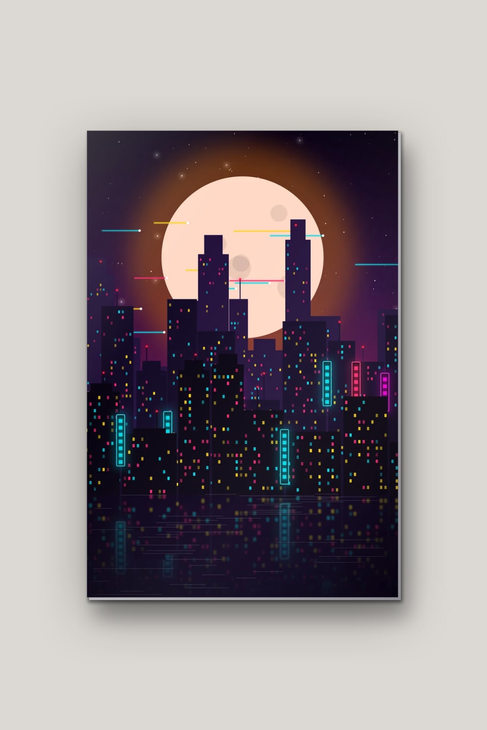 Mégapole 2088, poster en métal sur fond uni