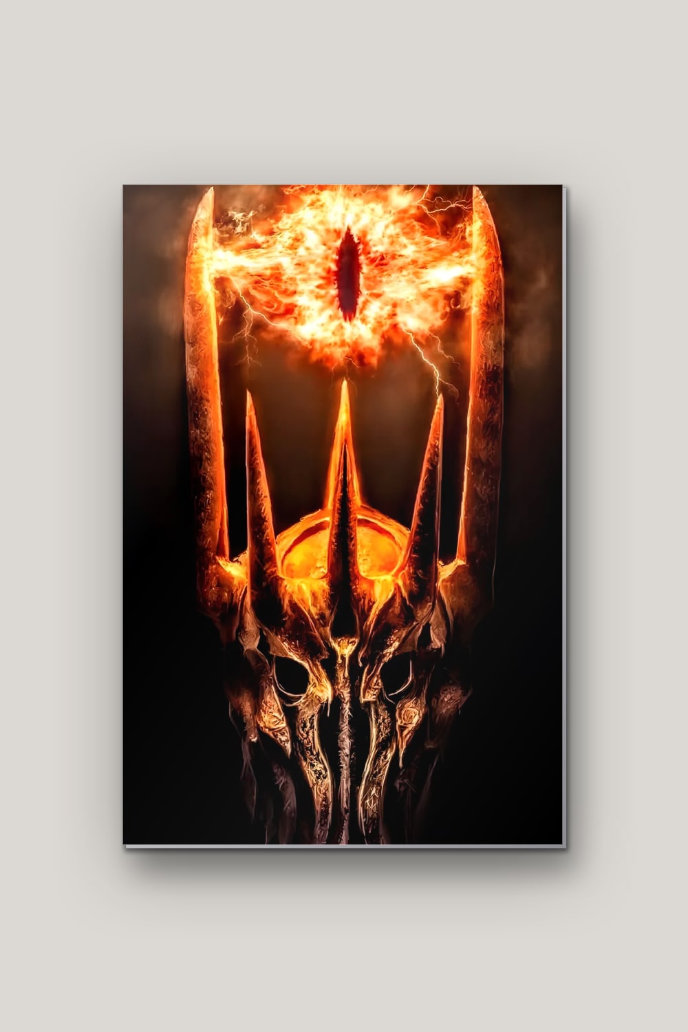 L'Œil de Feu, poster en métal sur fond uni