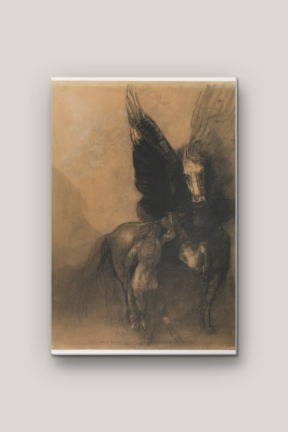 Pégase et Bellérophon – Redon, poster en métal sur fond uni