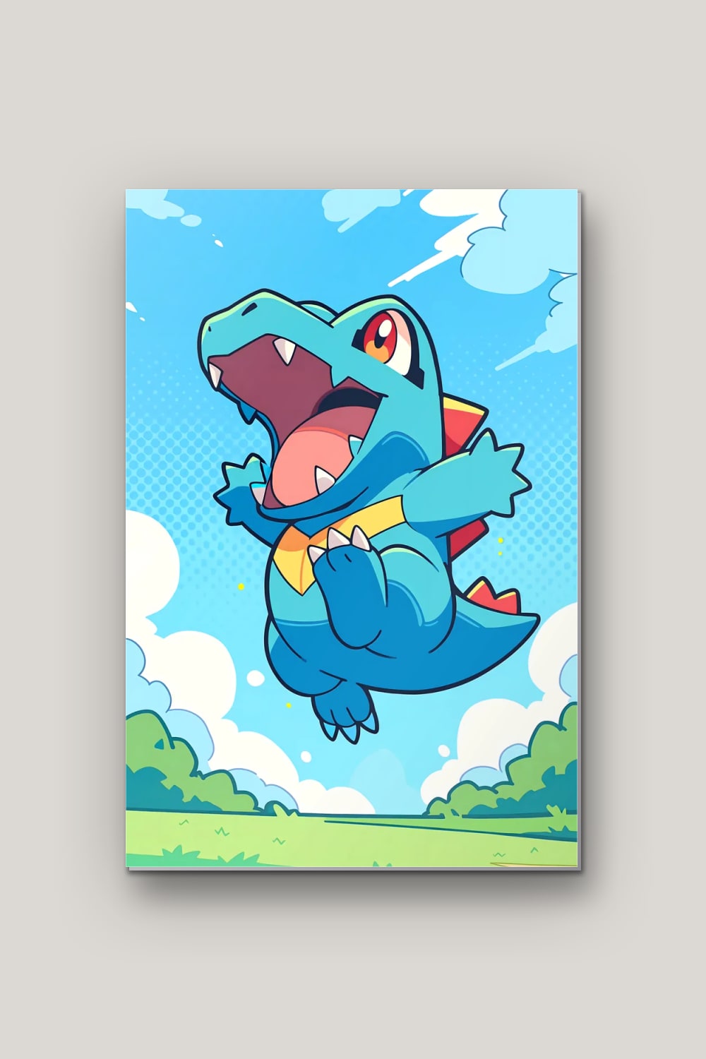 Petit Croco Bleu, poster en métal sur fond uni