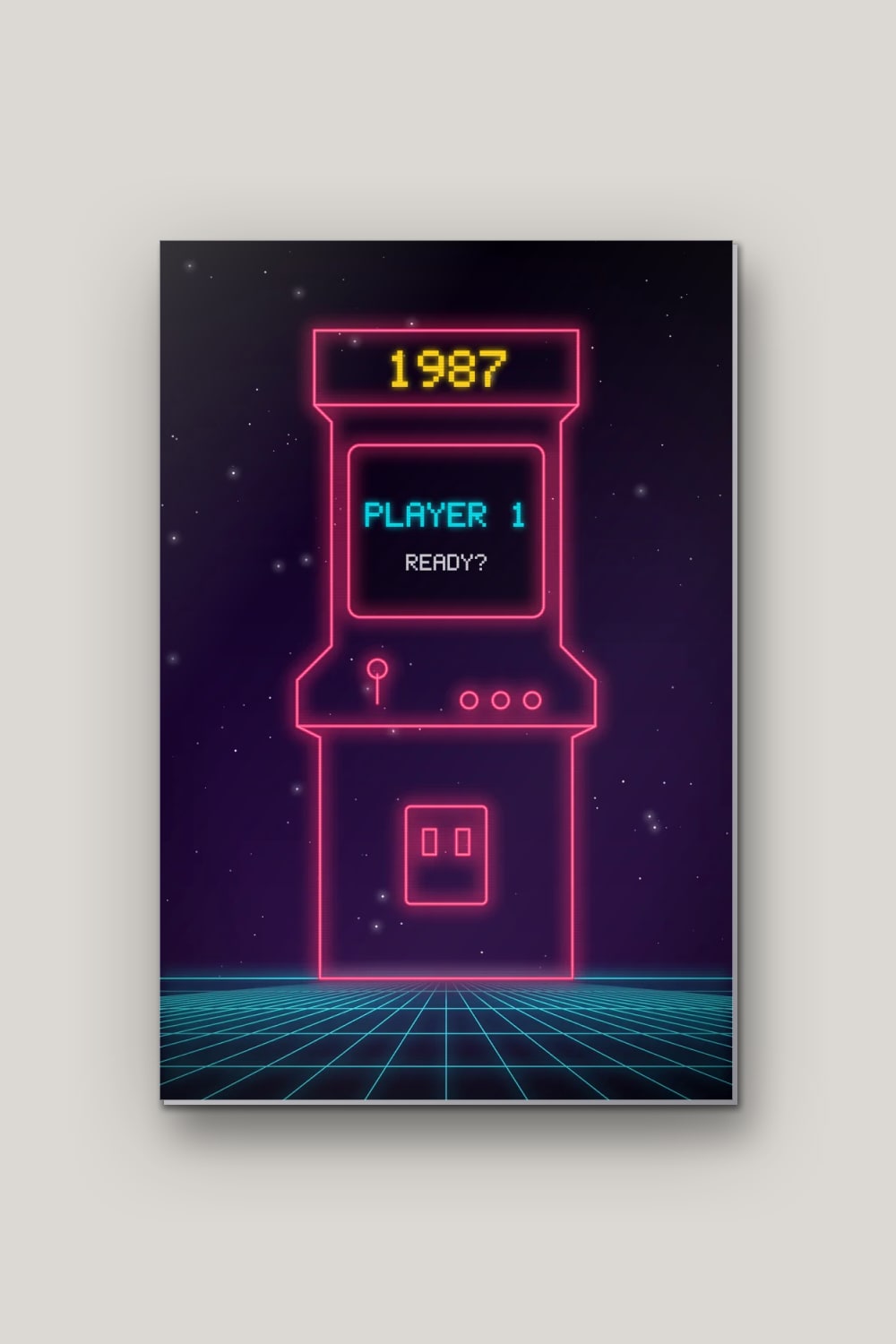 Player One, poster en métal sur fond uni