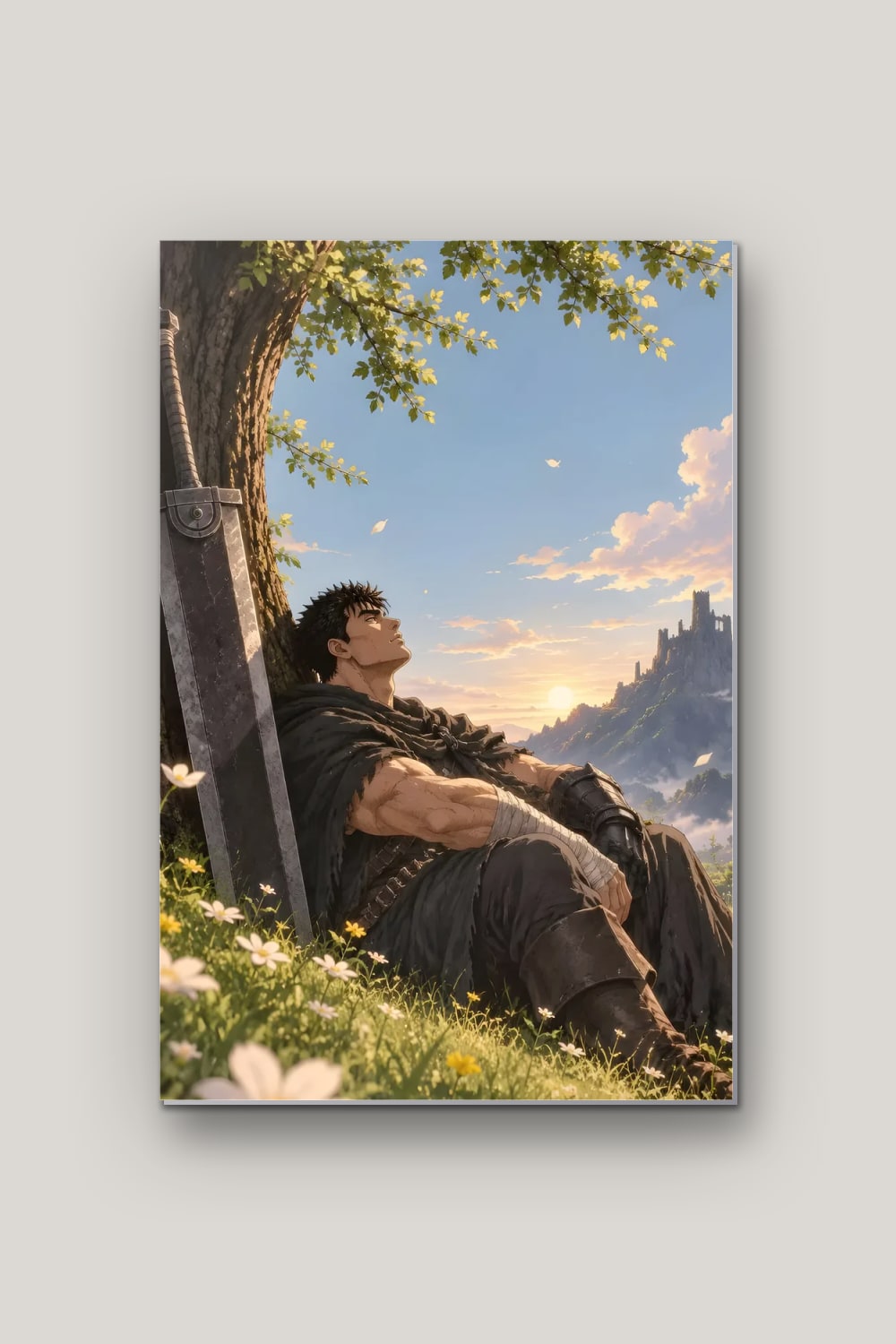 Le Repos du Spadassin, poster en métal sur fond uni