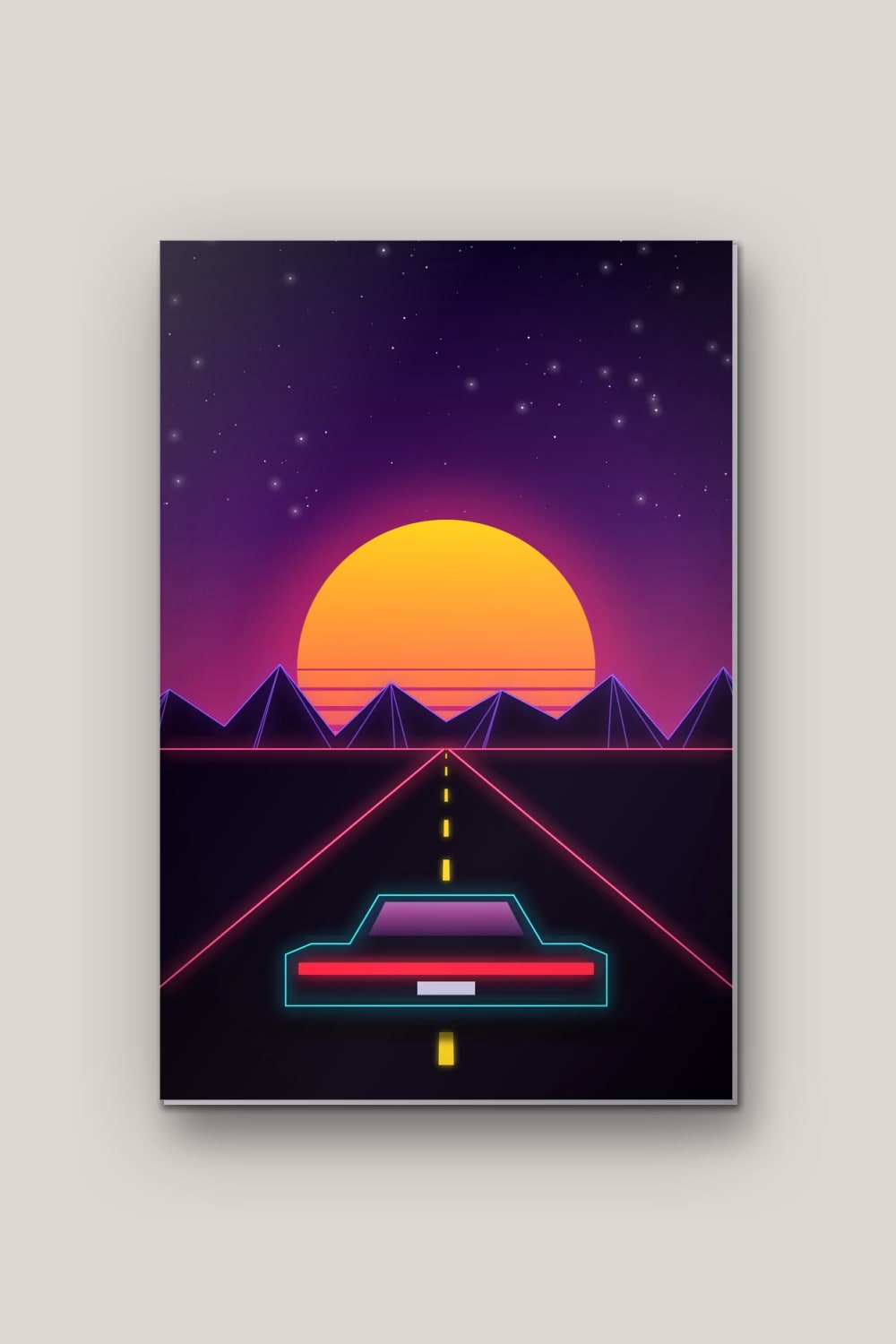Route vers l'Horizon, poster en métal sur fond uni