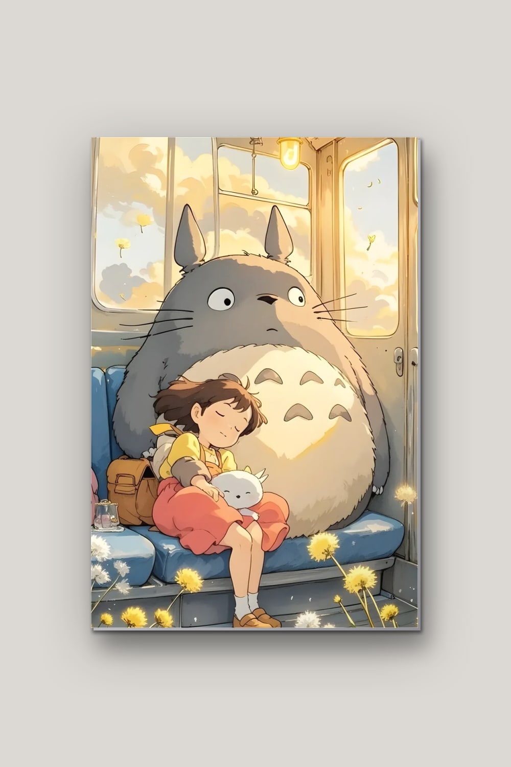 La Sieste dans le Tramway, poster en métal sur fond uni
