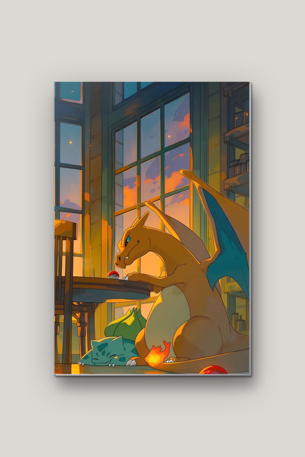 Soirée Cosy du Dragon, poster en métal sur fond uni