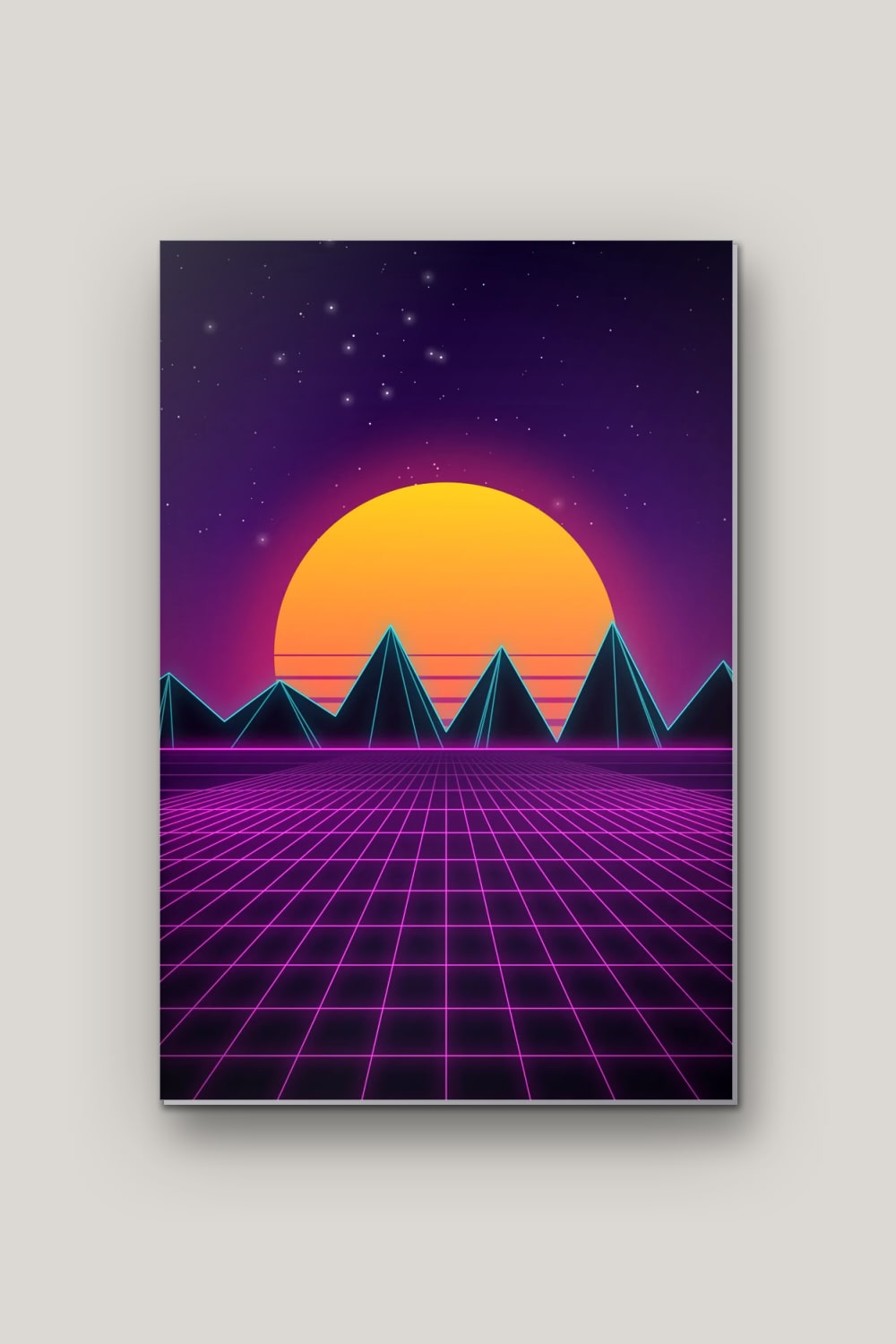 Soleil Rétro, poster en métal sur fond uni