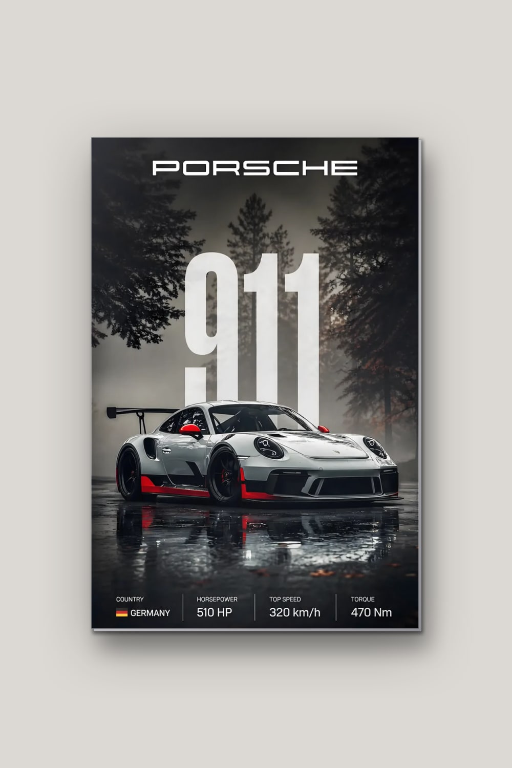 Sportive de Course, poster en métal sur fond uni