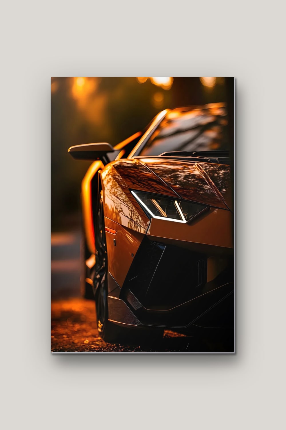 Supercar au Crépuscule, poster en métal sur fond uni
