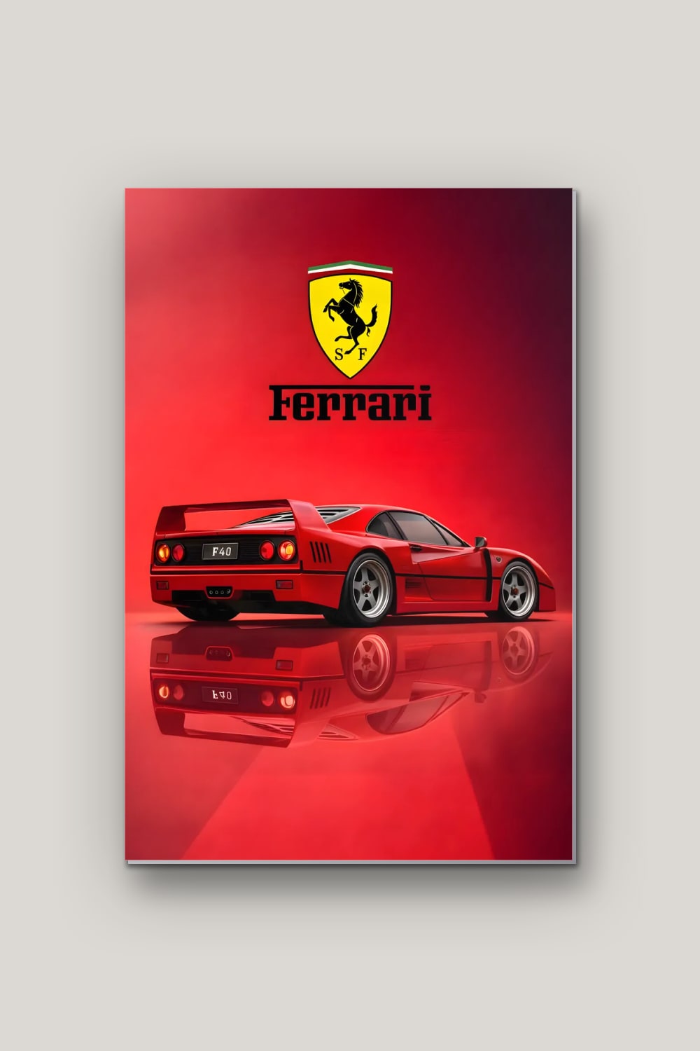 Supercar Rouge, poster en métal sur fond uni